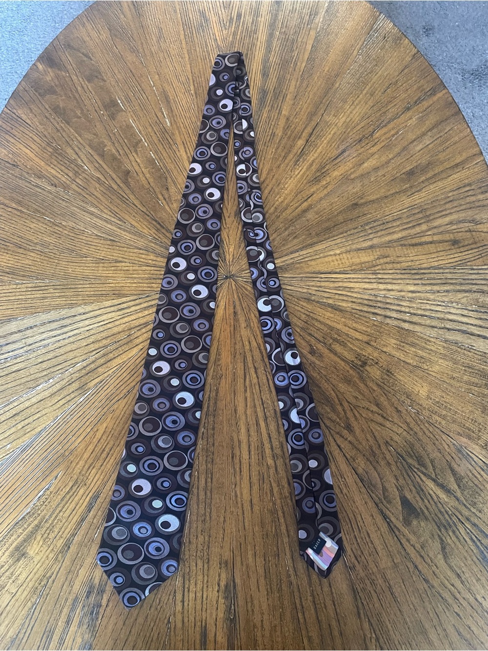 Ted Baker Brown and Gray and Blue Circle-Pattern Tie
